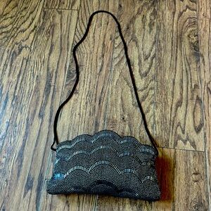 Vintage 40s 50s style La Regale ltd beaded purse shoulder bag crossbody scallop